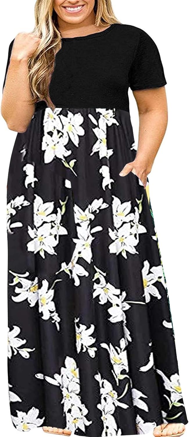 Plus Size Maxi Dress with Pockets – Casual Summer Beach Dress