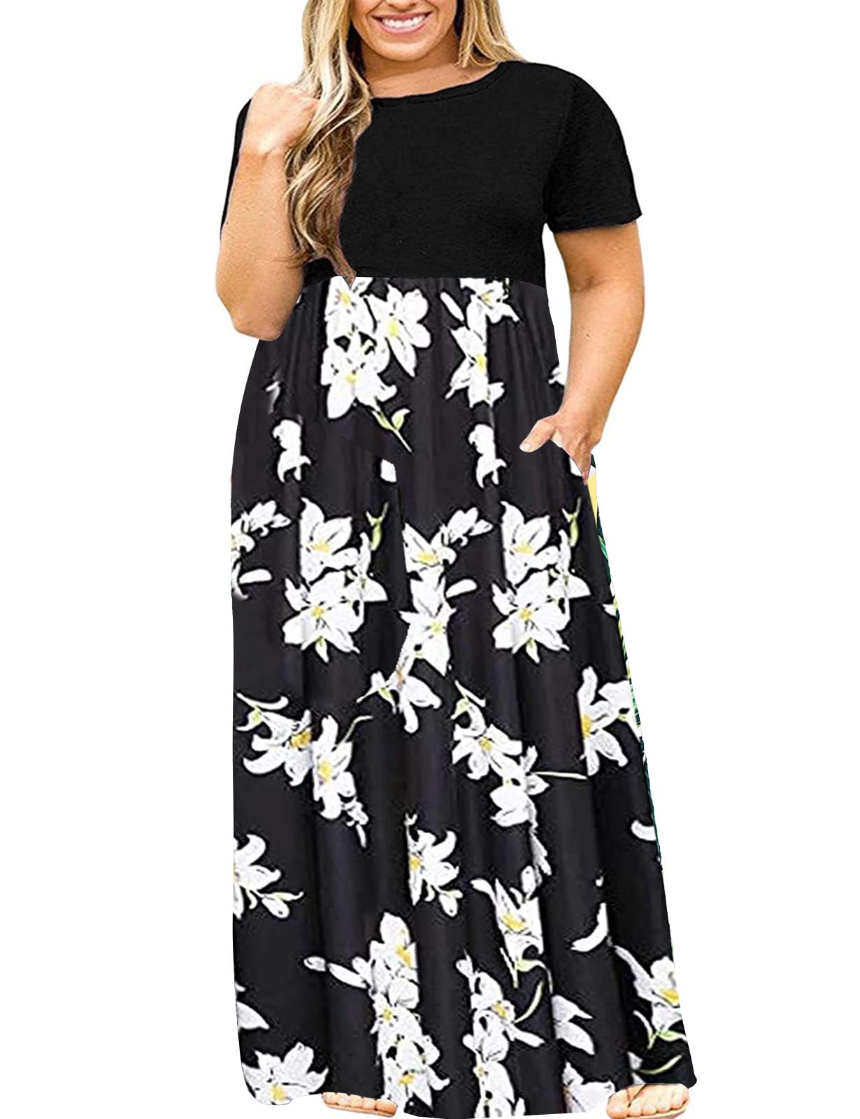 Plus Size Maxi Dress with Pockets – Casual Summer Beach Dress