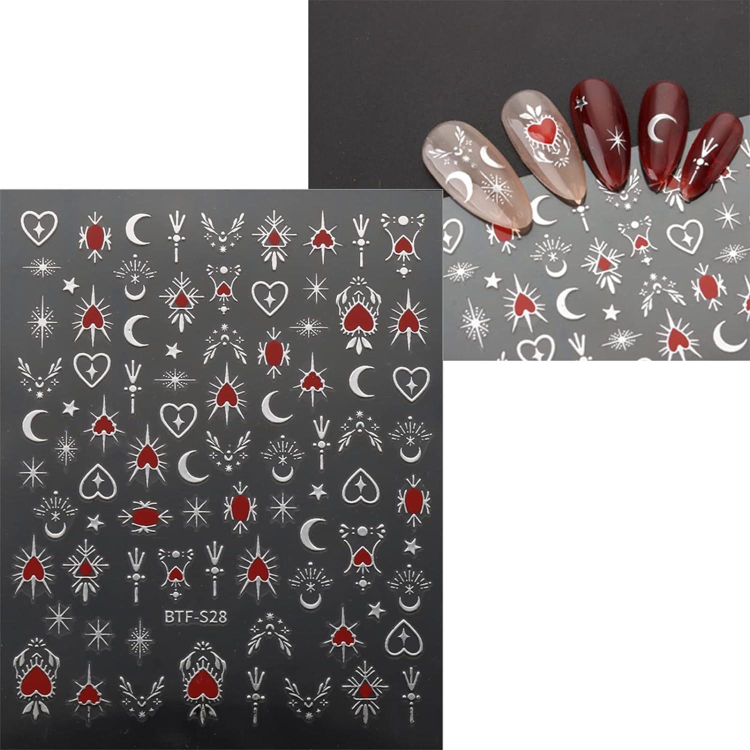 9 Sheets Moon & Star Nail Art Stickers – Self-Adhesive Pegatinas Uñas, Sun Nail Design Decals, Nail Supplies & Decoration Accessories
