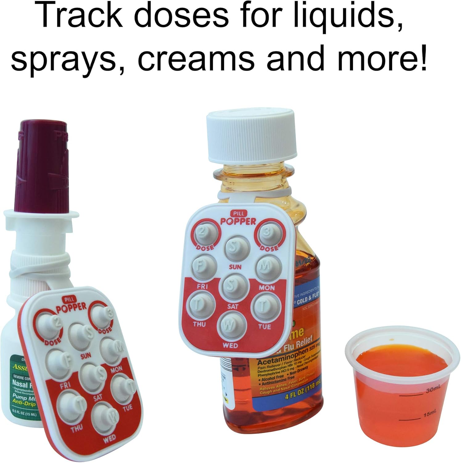 Pill Popper Medication Dose Tracker – 6 Pack Weekly Pill Reminder Rings