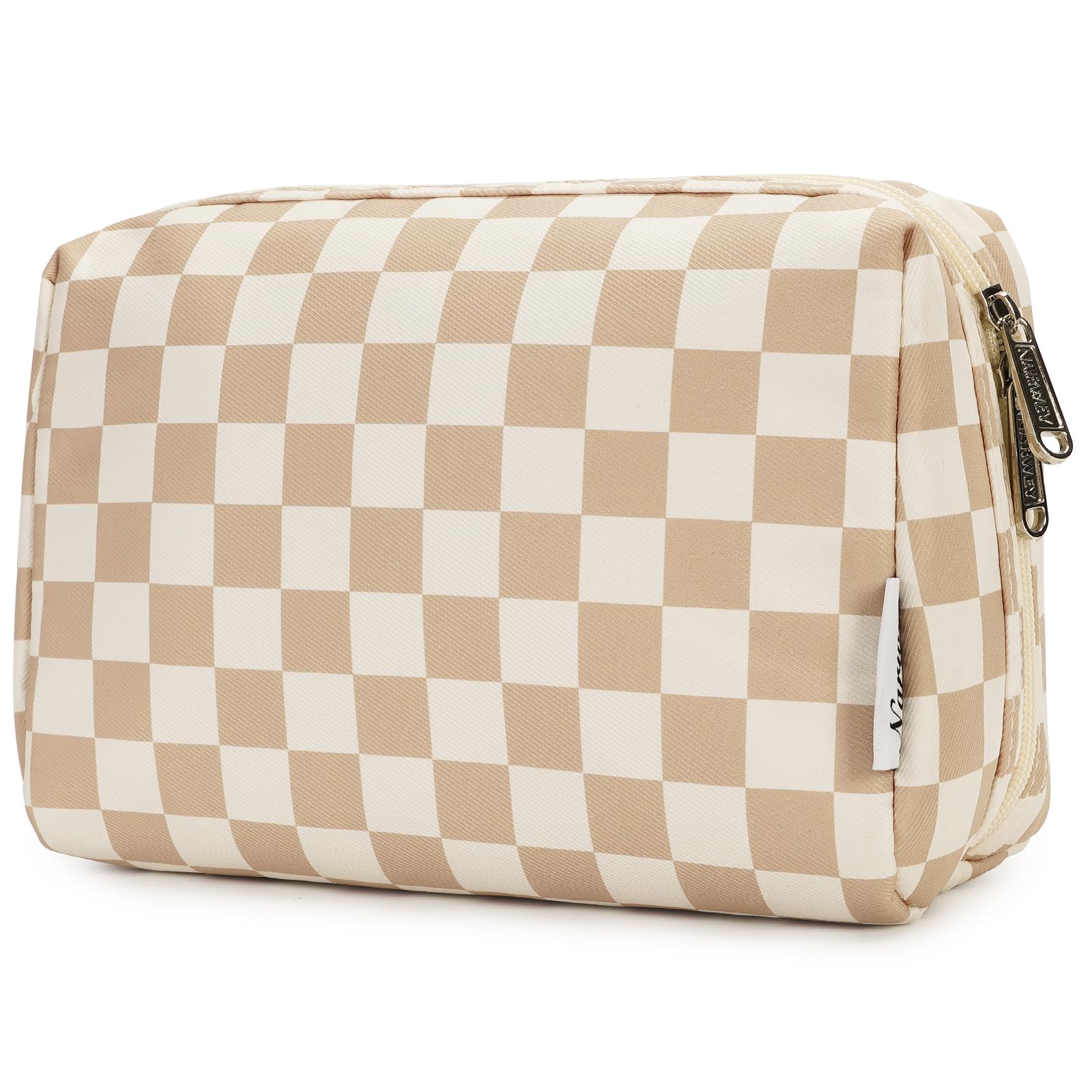 Narwey Checkered Makeup Bag – Large Travel Cosmetic Organizer toiletry bag