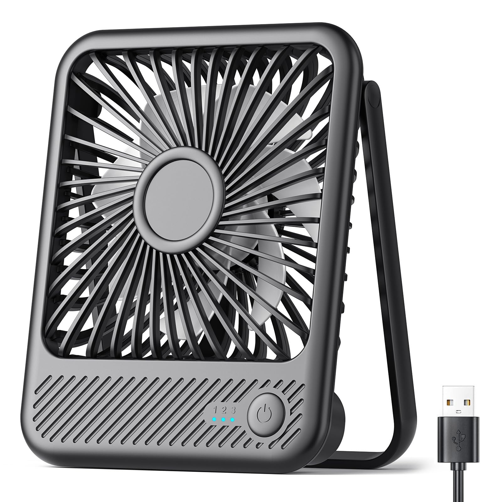 USB Desk Fan – Ultra Quiet 5” Personal Fan with 3 Speeds & 180° Tilt