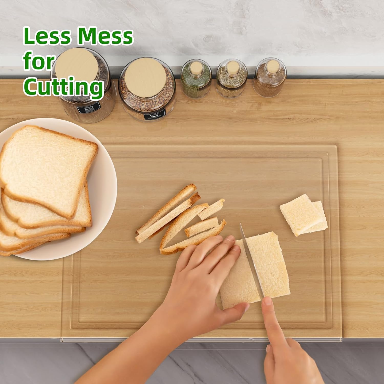 Clear Acrylic Cutting Board with Juice Groove & Non-Slip Base