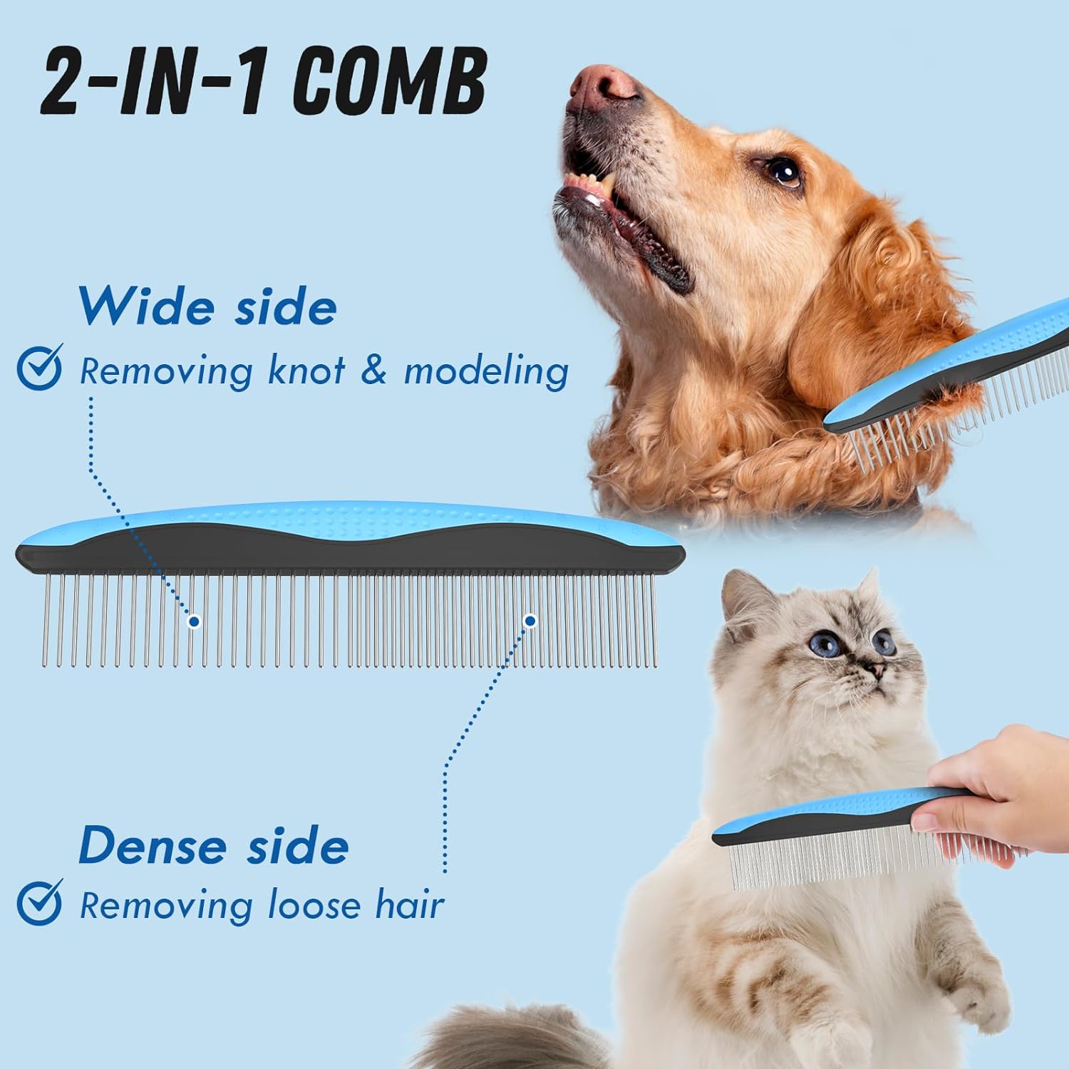 Pet Grooming Combo – Blue Deshedding Brush & and Dematting