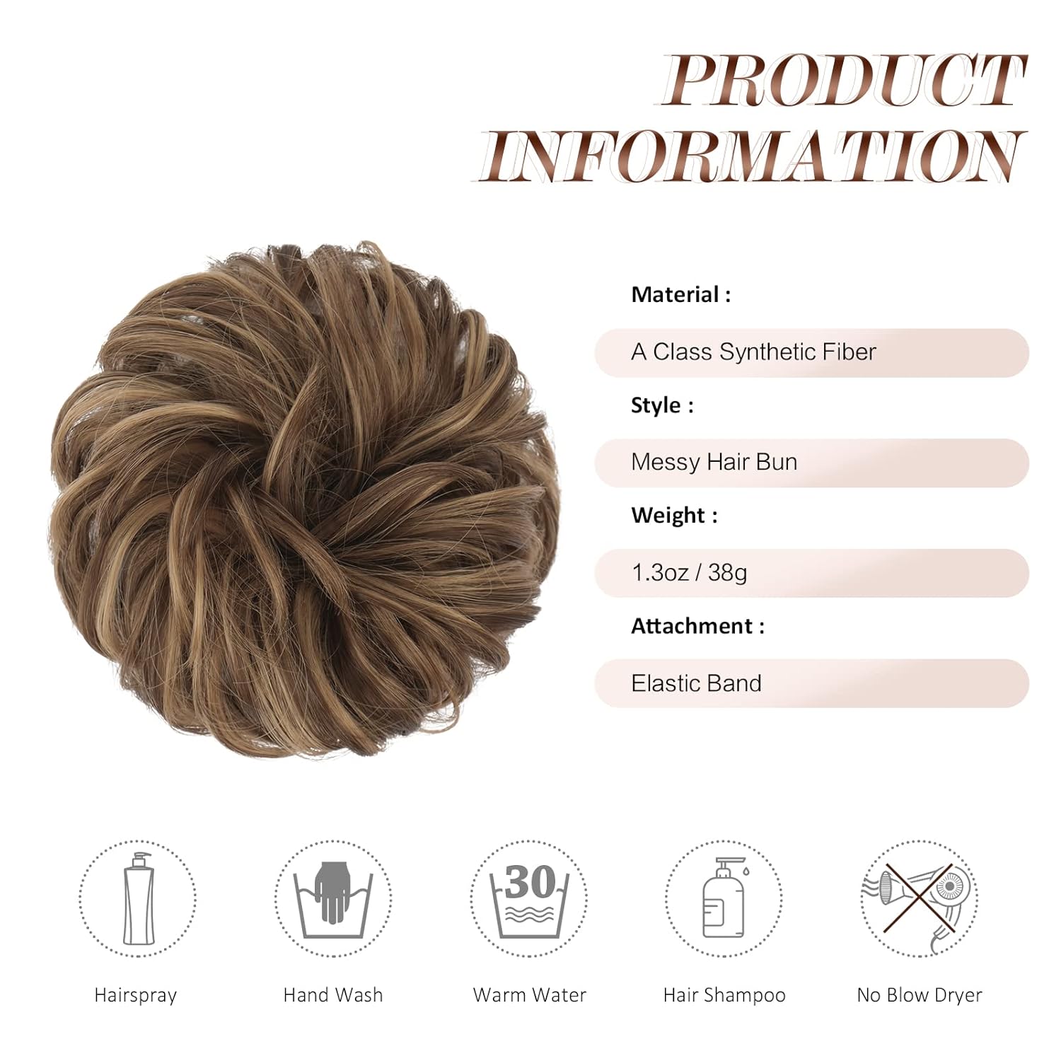 Messy Bun Hair Piece – Elastic Curly Scrunchie for Women