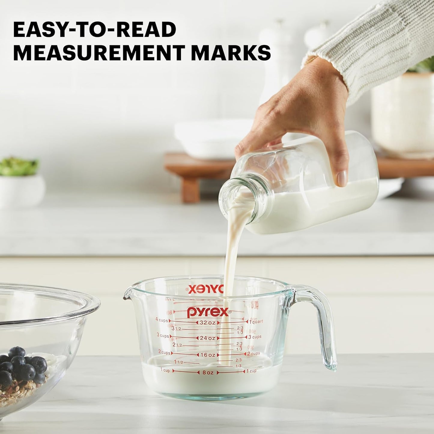 Pyrex Essentials (3-Pack) Glass Measuring Cups Set, (1, 2 & 4 Cup) Measuring Cups For Prepping, Baking and Cooking