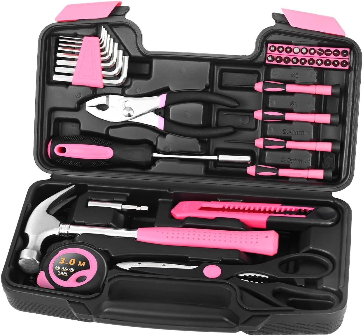 39-Piece Pink All-Purpose Tool Kit for Women – Compact Household