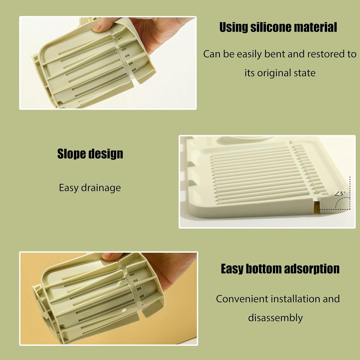 Silicone Faucet Mat Splash Guard – Fast-Drying Sink Tray (Gray)