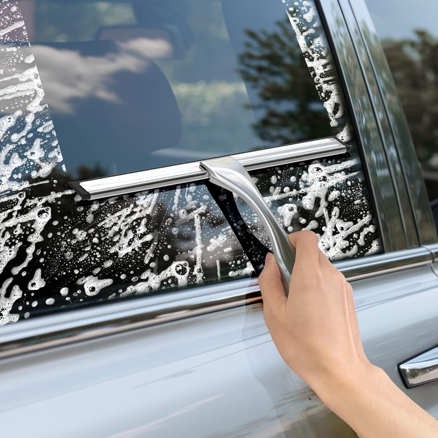 All-Purpose Stainless Steel Shower Squeegee – Silver Window & Mirror