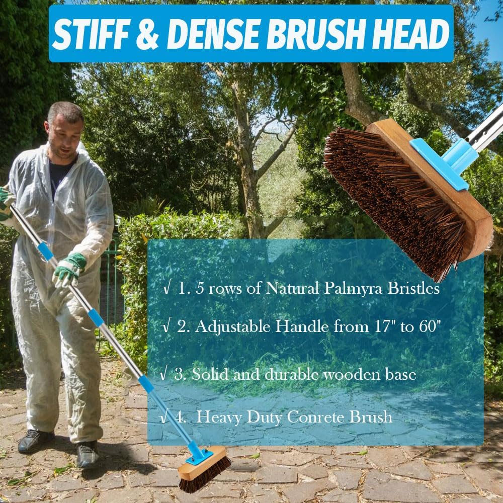 Heavy Duty Deck Brush with Long Handle – 60" Floor Scrub Brush