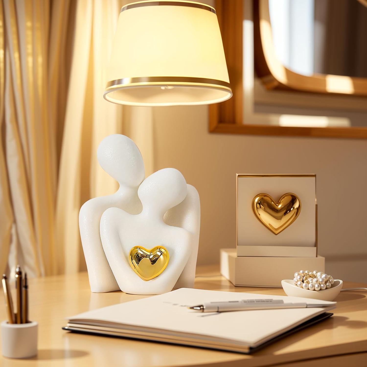 Mini Couple Statue – Abstract Love Decor for TV Stand & Office