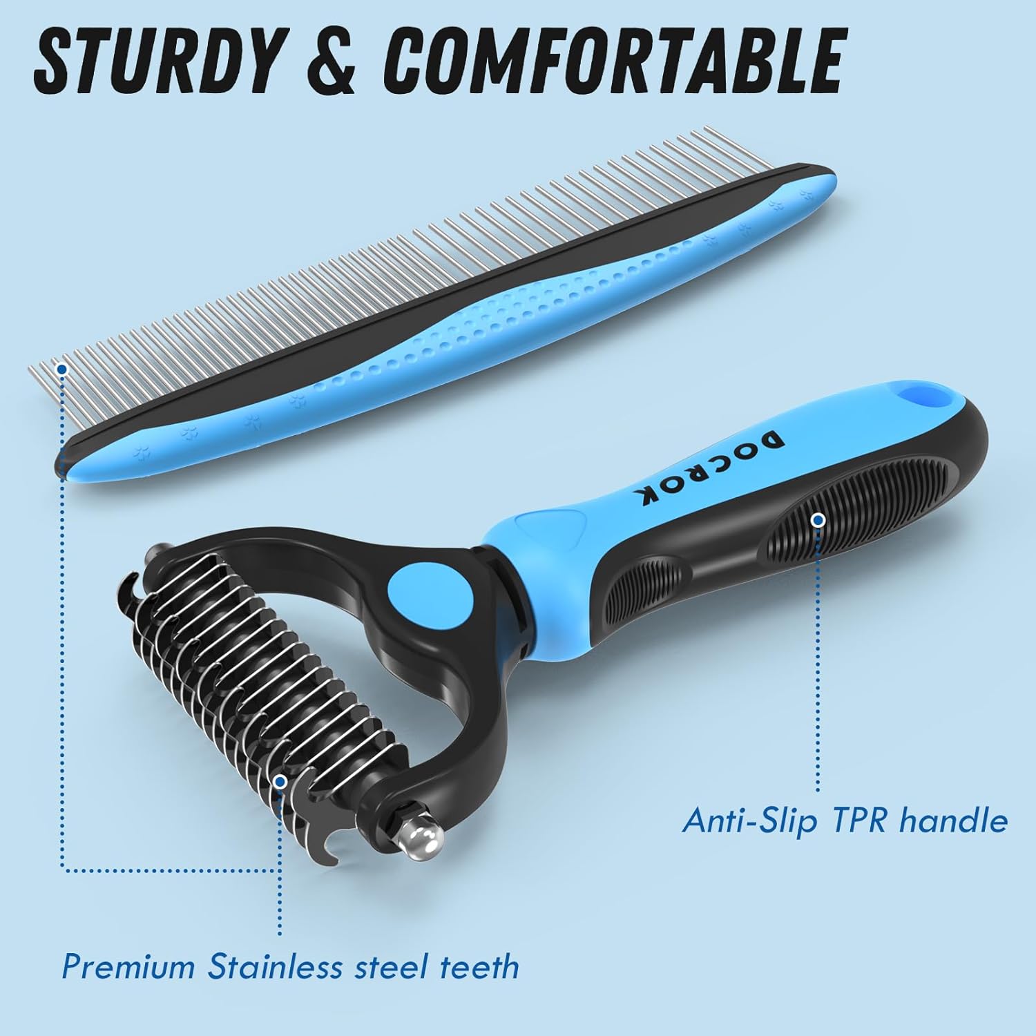 Pet Grooming Combo – Blue Deshedding Brush & and Dematting