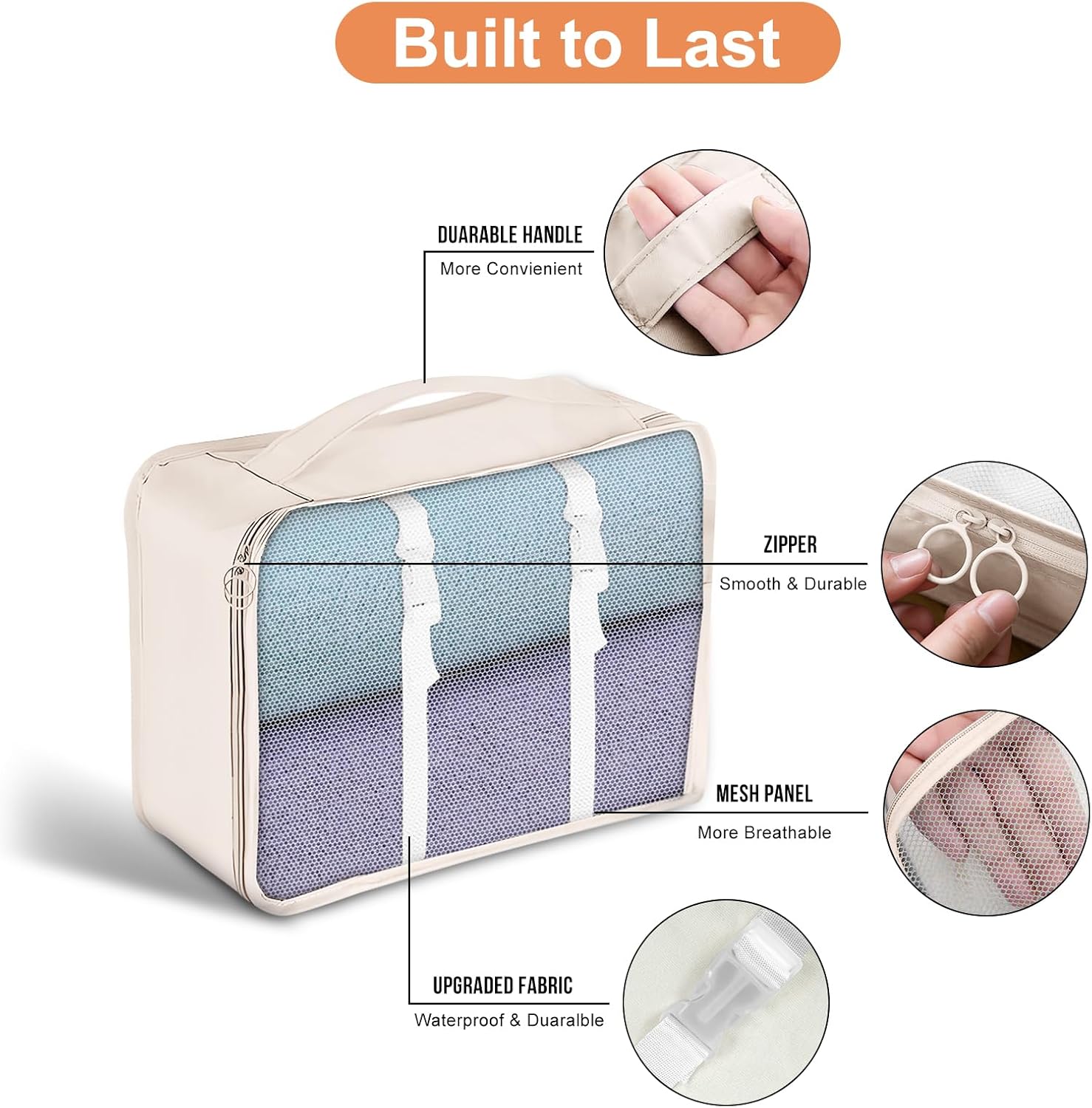 8-Piece Travel Packing Cubes Set – Mesh Compression Luggage Organizers