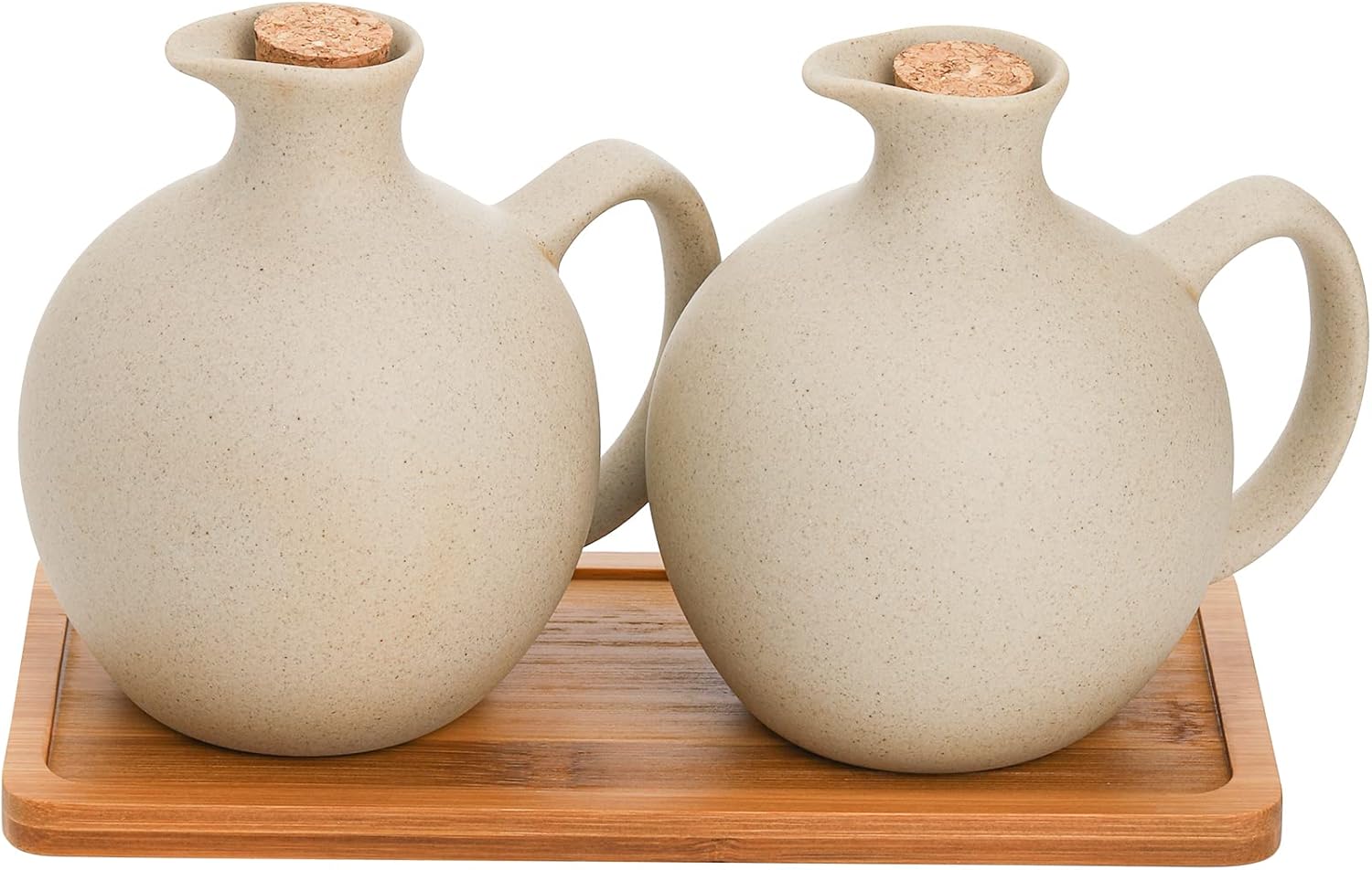 Set of 2 Ceramic Oil & Vinegar Dispensers – 15 Oz Stoneware