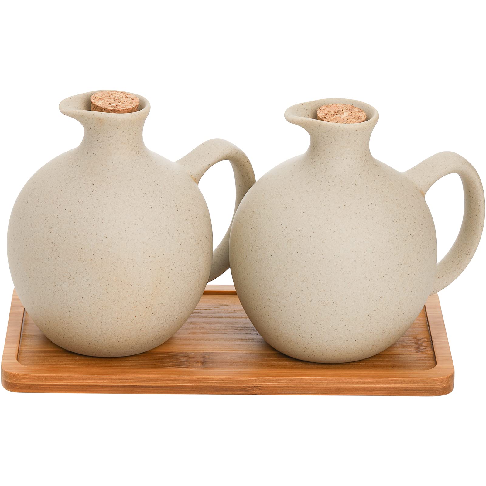 Set of 2 Ceramic Oil & Vinegar Dispensers – 15 Oz Stoneware
