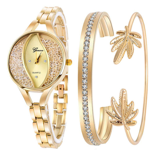 Weicam Women's Diamond Wristwatch Bangle Bracelet Jewelry Set – Analog Quartz Watch for Ladies