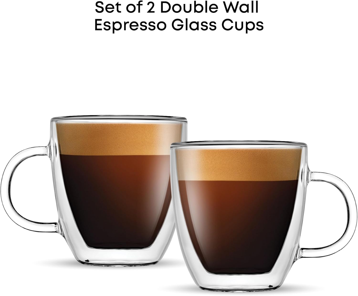 Savor Double Wall Insulated Glasses Espresso Mugs (Set of 2) - 5.4-Ounces
