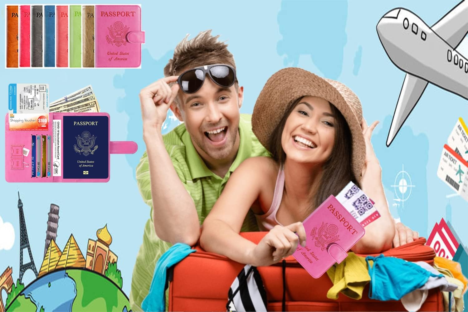 Passport Holder Cover Wallet – RFID Blocking Travel Card Case Pink