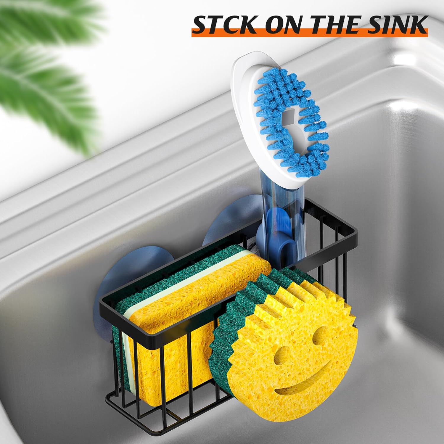 Sponge Holder Smiley Face – Kitchen Sink Caddy with 2 Suction Cups