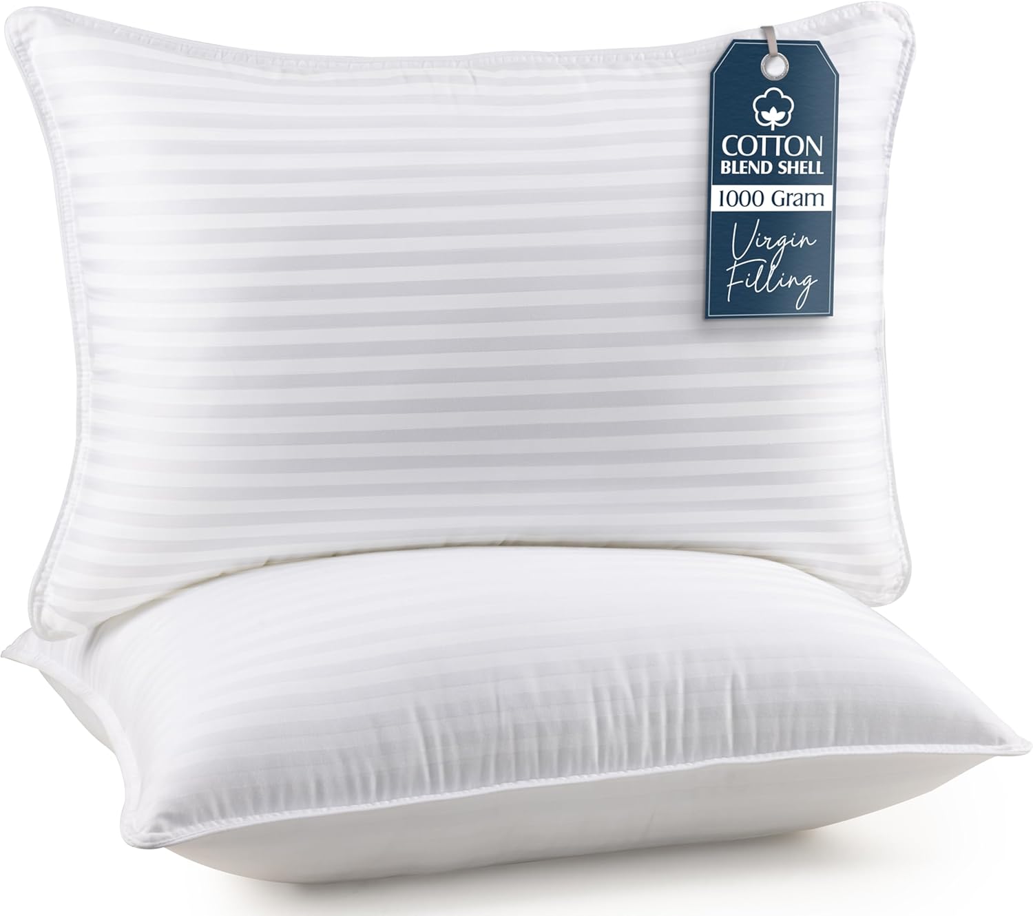 Queen Pillow Set of 2 – Cooling Fiber Fill, Soft & Supportive