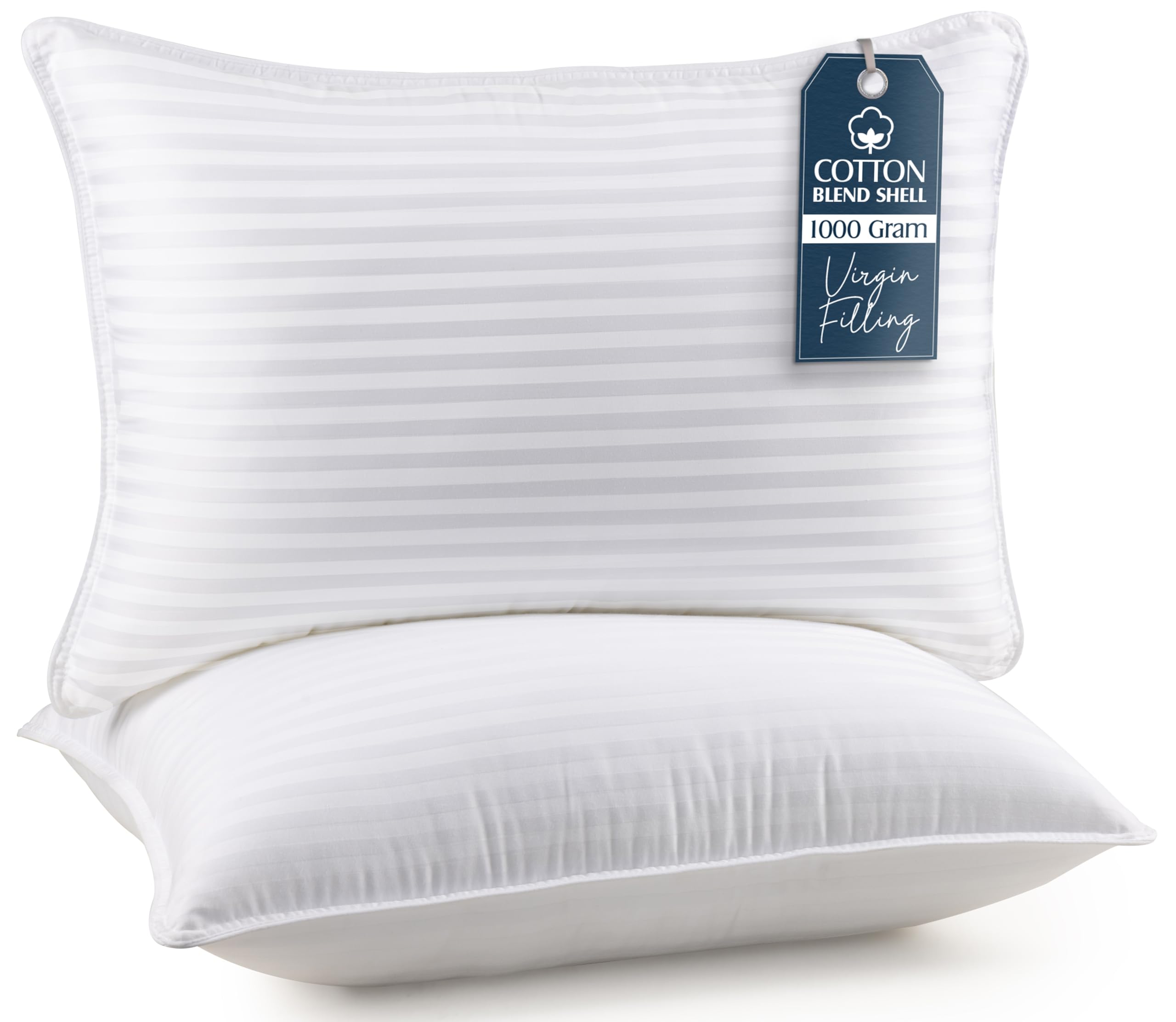 Queen Pillow Set of 2 – Cooling Fiber Fill, Soft & Supportive