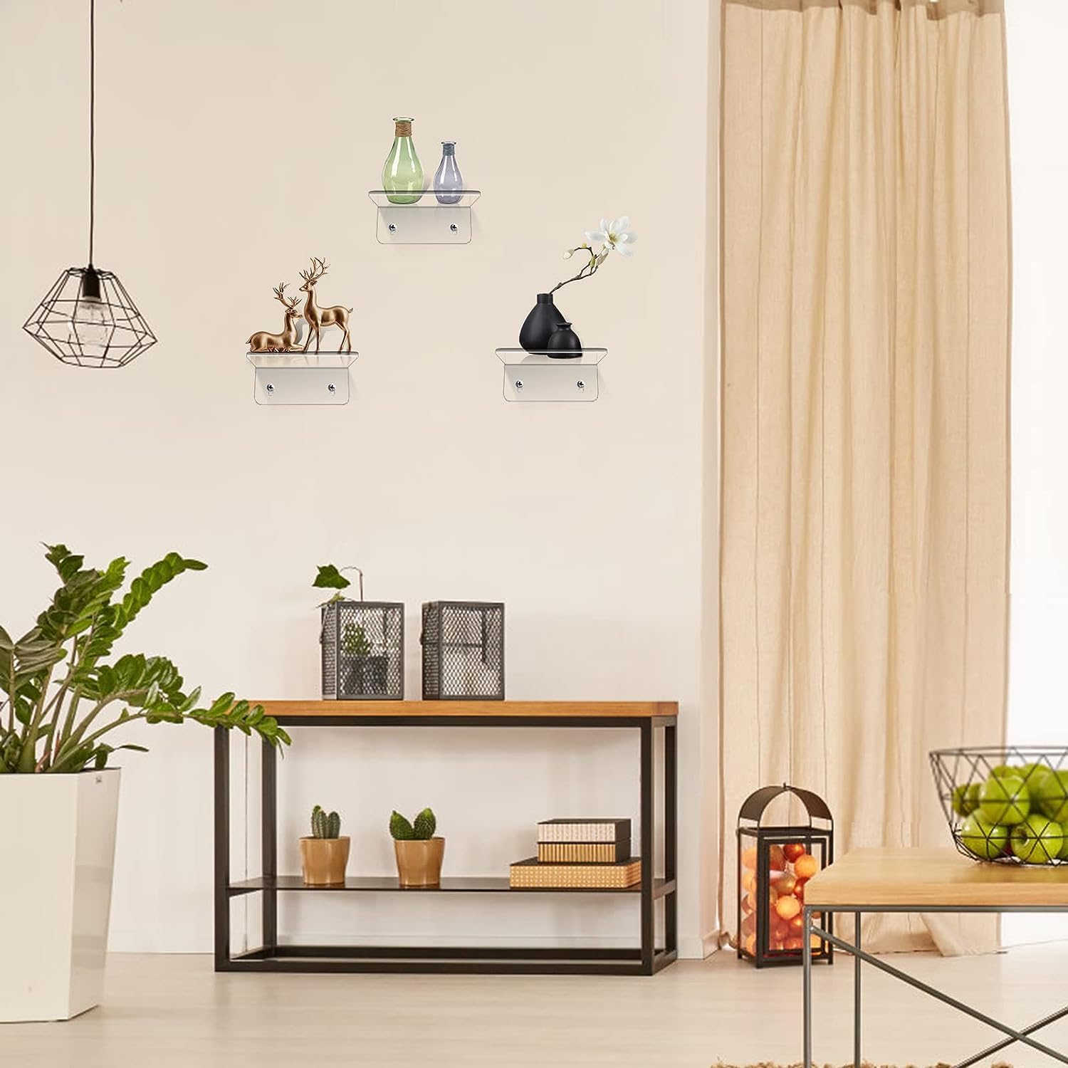 3-Pack Mini Floating Wall Shelves – Clear Wall-Mounted organized Storage Figures