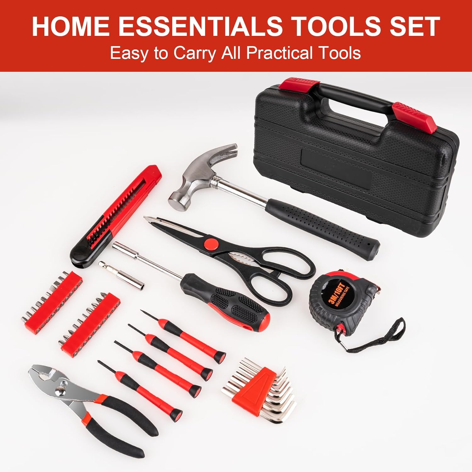 39-Piece Home Tool Set – Compact Portable Repair Kit for Apartments