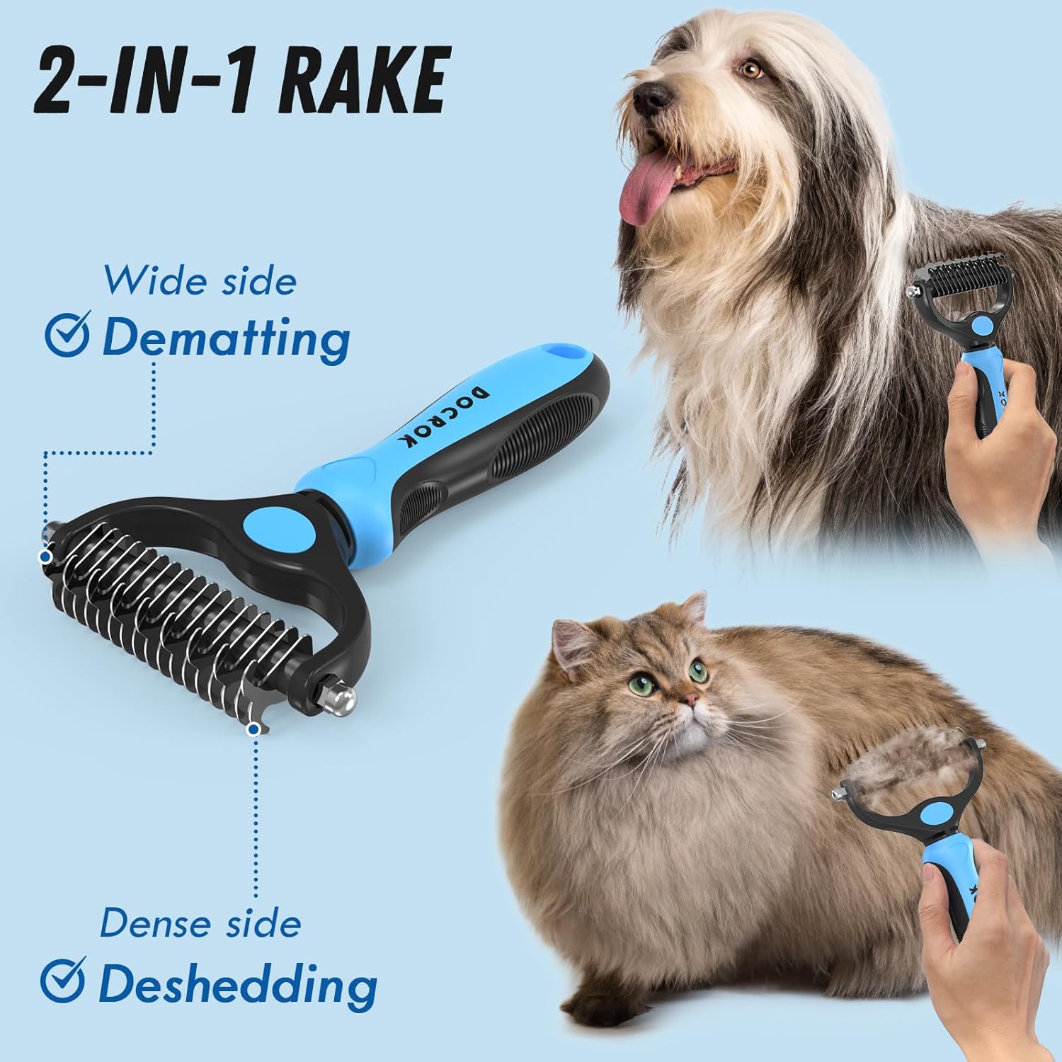 Pet Grooming Combo – Blue Deshedding Brush & and Dematting
