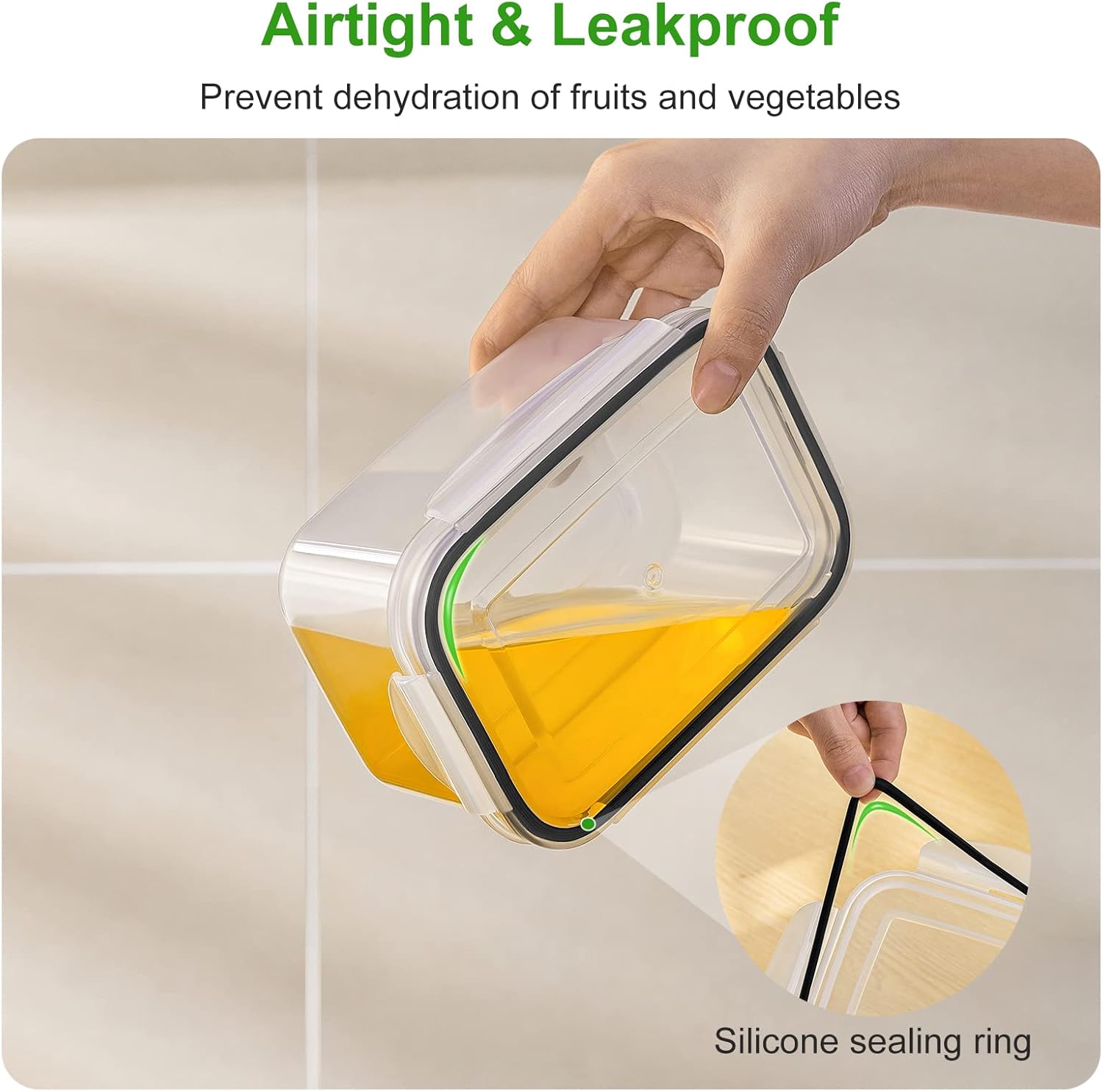 5 PCS Large Fruit Containers for Fridge - Leakproof Food Storage Containers