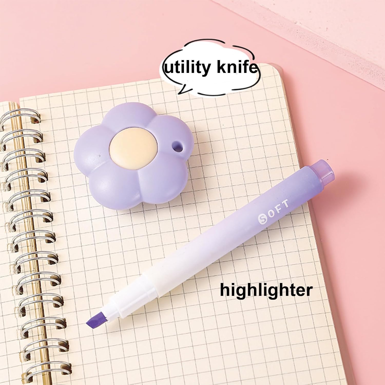 Kawaii Purple Stationery Set – 7 Cute &amp; Functional Desk Essentials