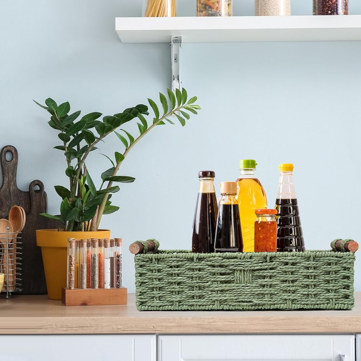Round Paper Rope Storage Basket Wicker Baskets for Organizing