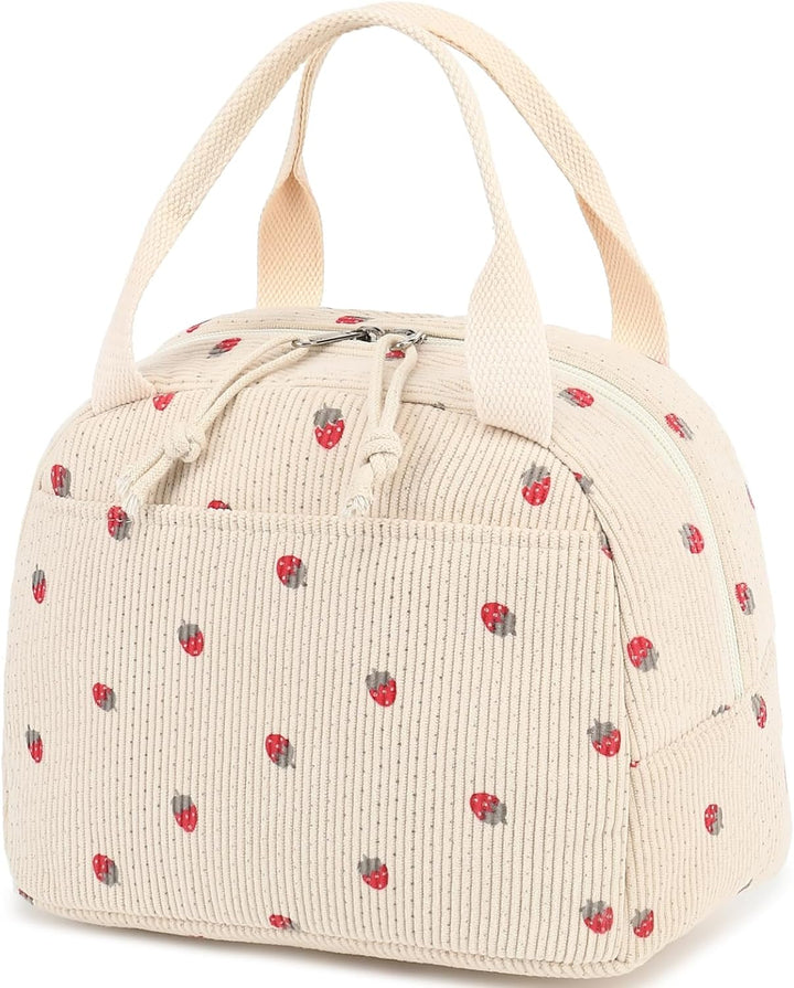 Corduroy Insulated Lunch Bag for Women – Stylish, Waterproof Cooler Tote