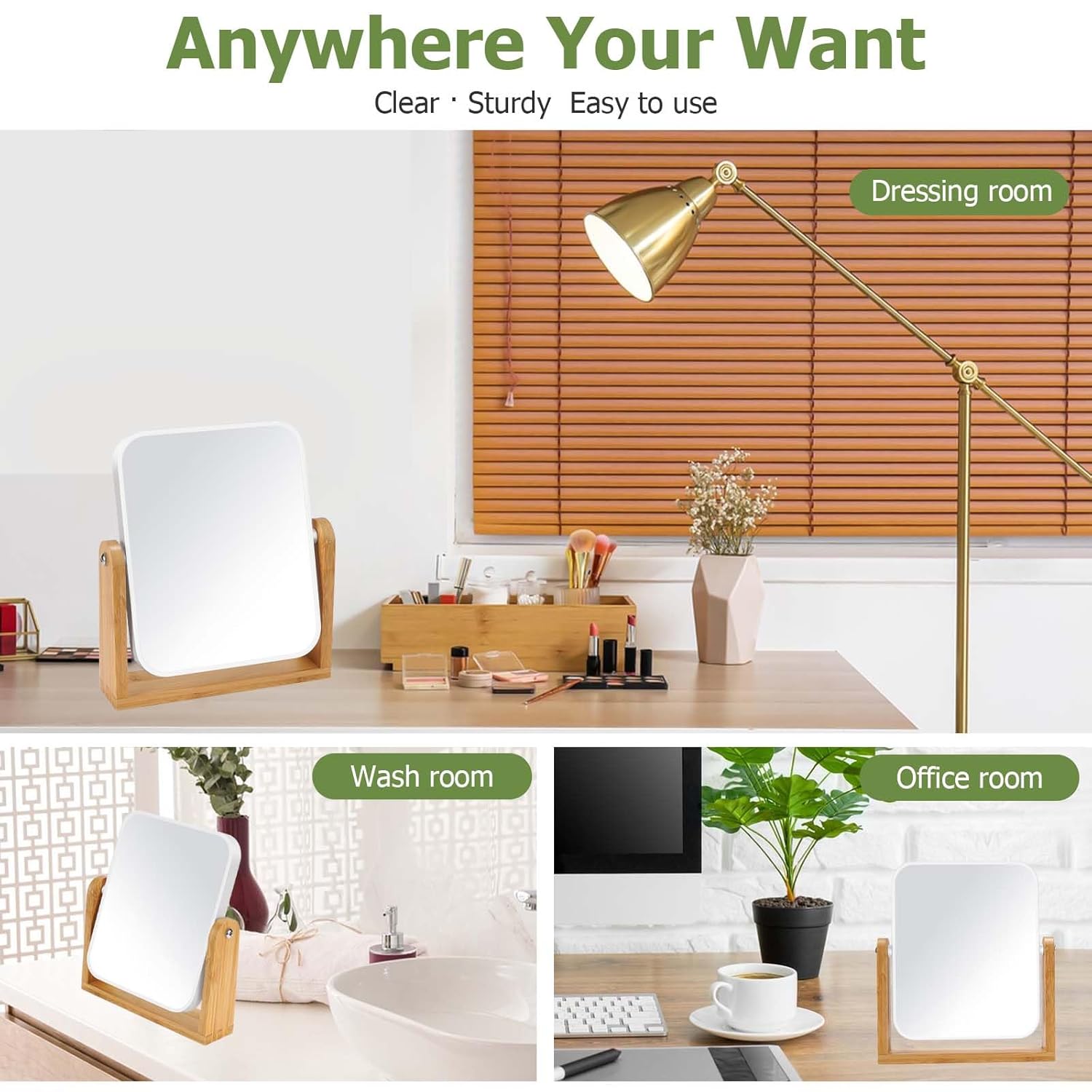 Double-Sided 8" Vanity Mirror with 1X/3X Magnification & Stand