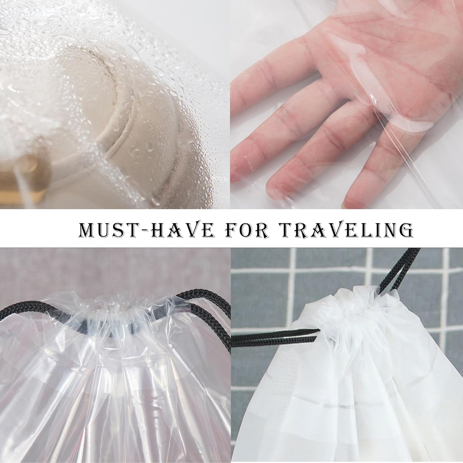 30 Pack Clear Shoe Bags for Travel – Waterproof Transparent Drawstring