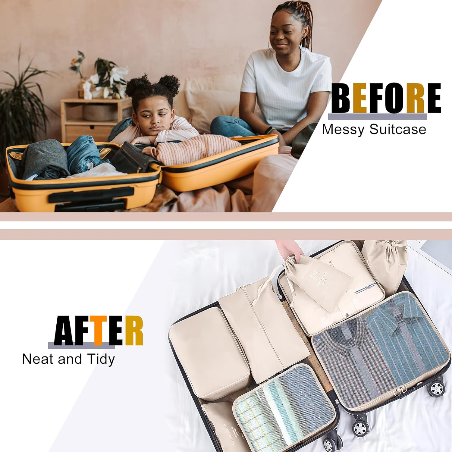 8-Piece Travel Packing Cubes Set – Mesh Compression Luggage Organizers