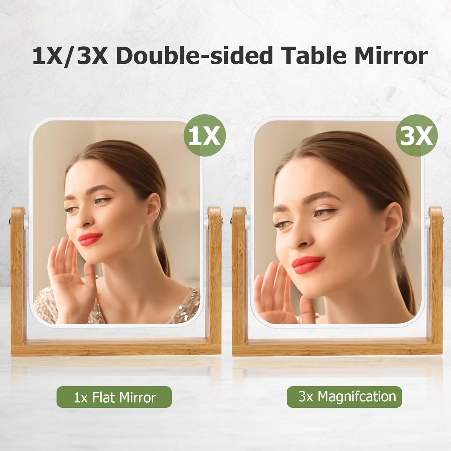 Double-Sided 8" Vanity Mirror with 1X/3X Magnification & Stand