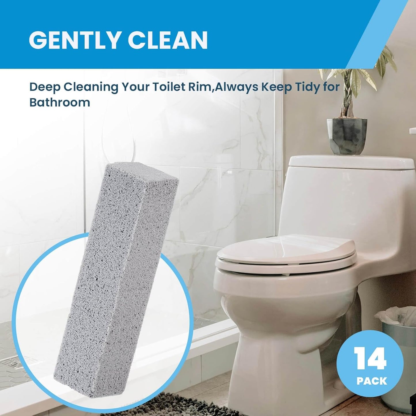 14 Pack Pumice Stones for Toilet Bowl Cleaning – Removes Hard Water Rings – Multipurpose Stones for Toilets, Bathtubs, Grills, Swimming Pools & Sinks