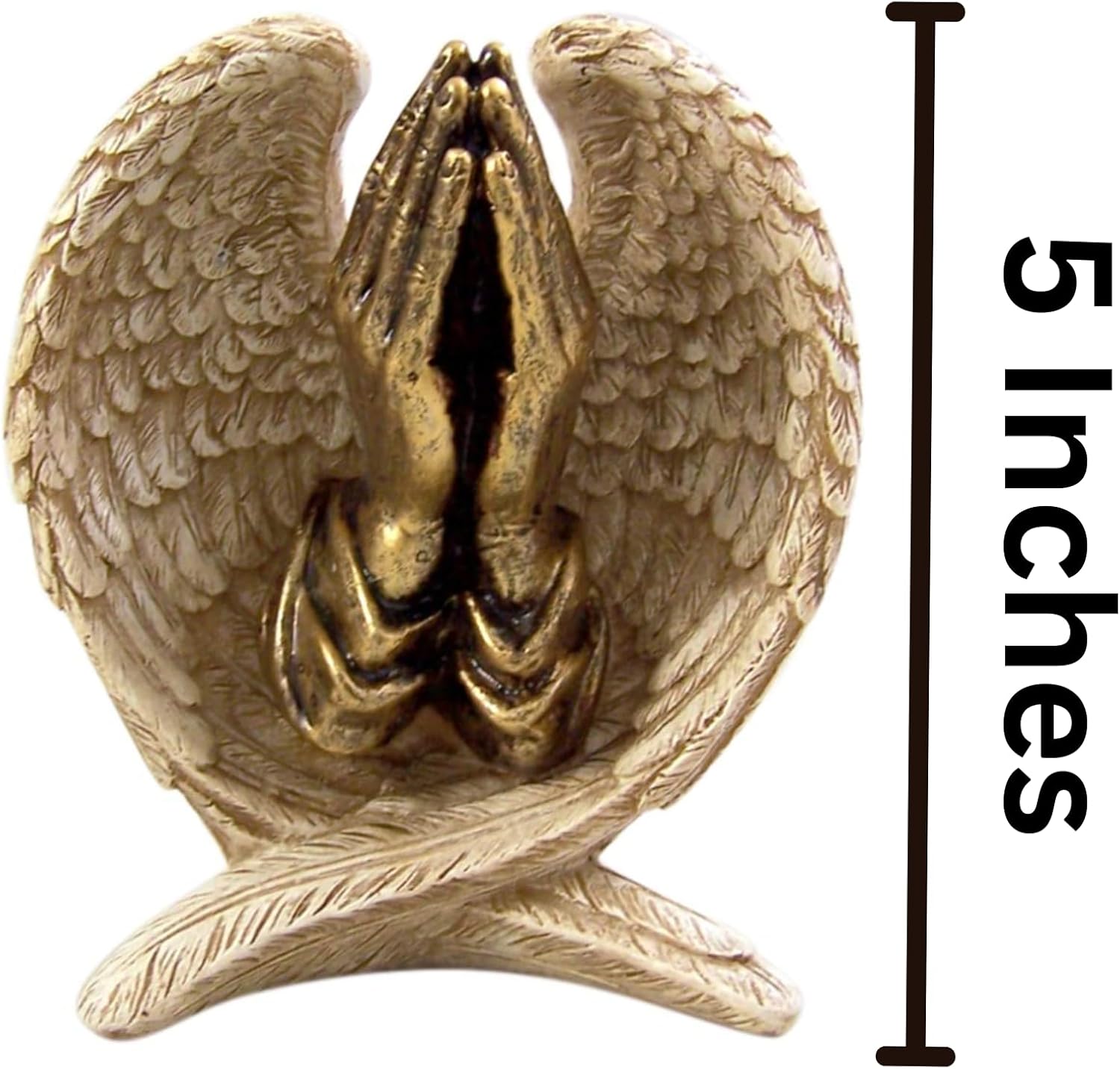 Angel Wings with Praying Hands Cast Resin Figurine Statue, 5 Inch