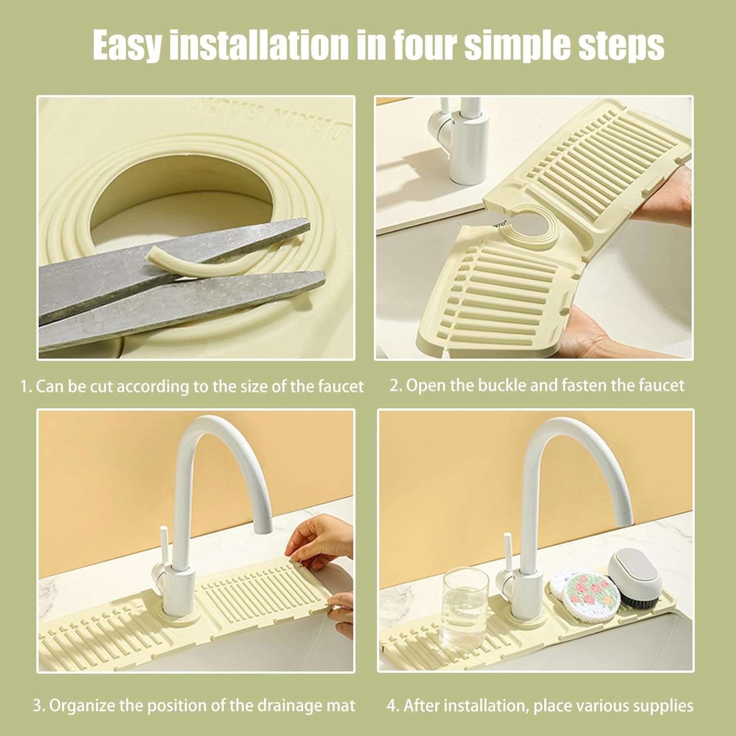 Silicone Faucet Mat Splash Guard – Fast-Drying Sink Tray (Gray)