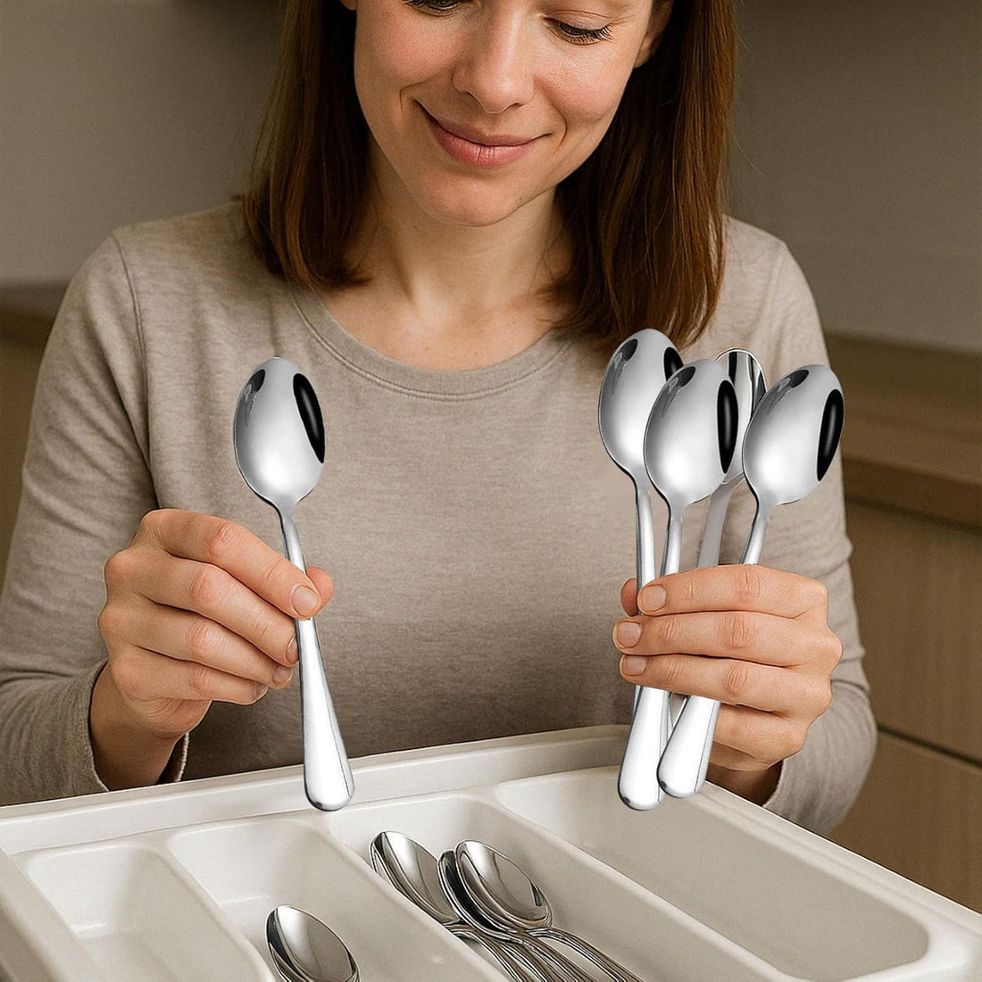 6-Piece Stainless Steel Teaspoon Set – 6.7 Inch Durable Dessert Spoons