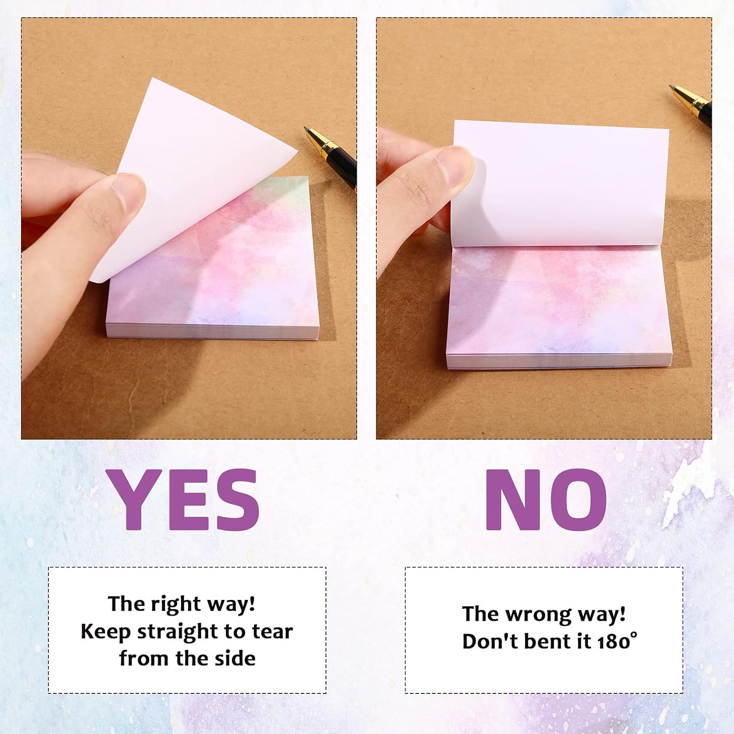 12 Watercolor Sticky Note Pads (720 Sheets) – Pastel Memo Set for School, Office