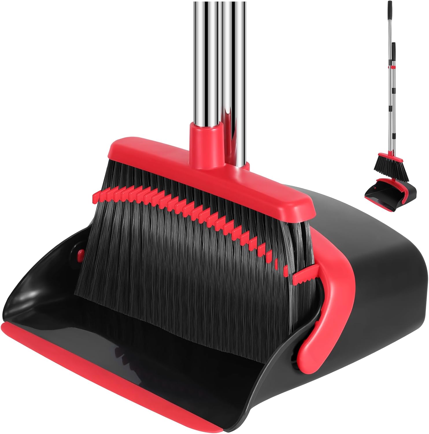 Broom and Dustpan Set – 52" Long Handle Broom with Upright Dustpan