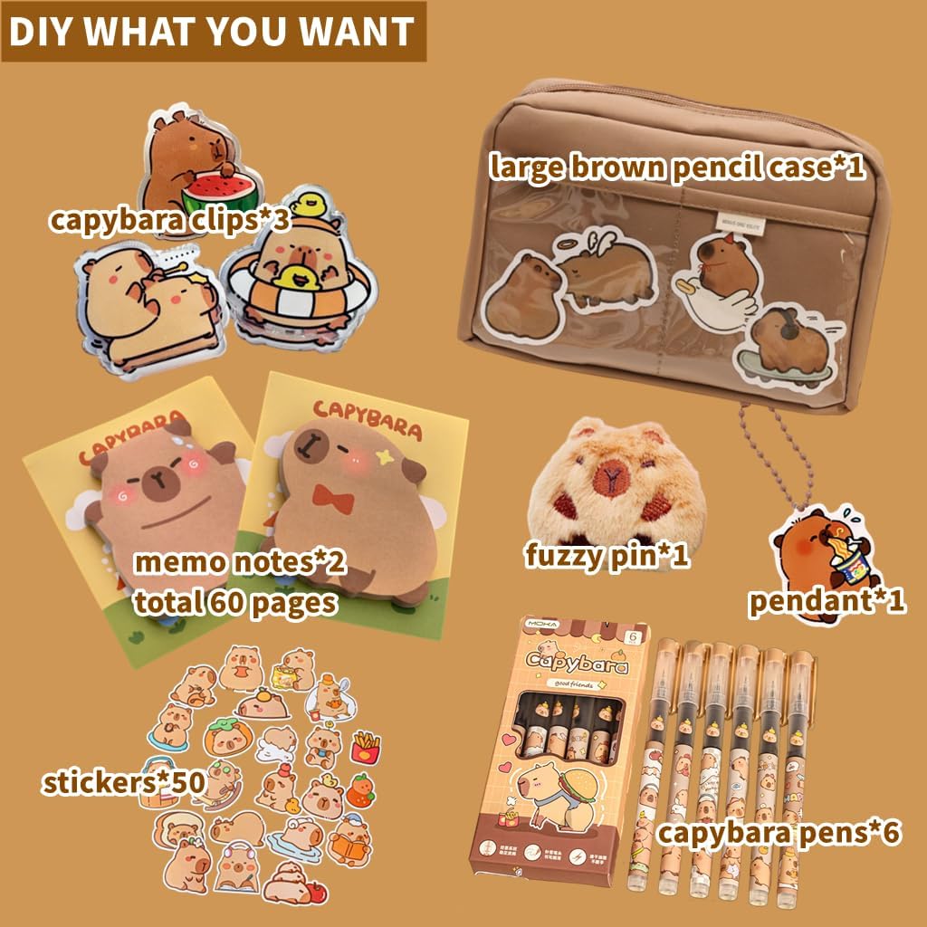 Plush Capybara Pencil Case – 12-Compartment Kawaii Organizer Pouch