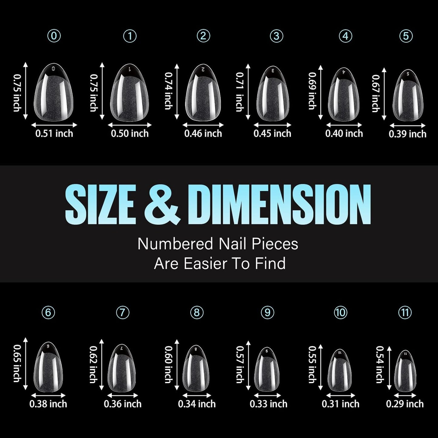 Short Almond Nail Tips – 240 Pcs Half Matte Soft Acrylic 12 Sizes Pre-Shaped Cover
