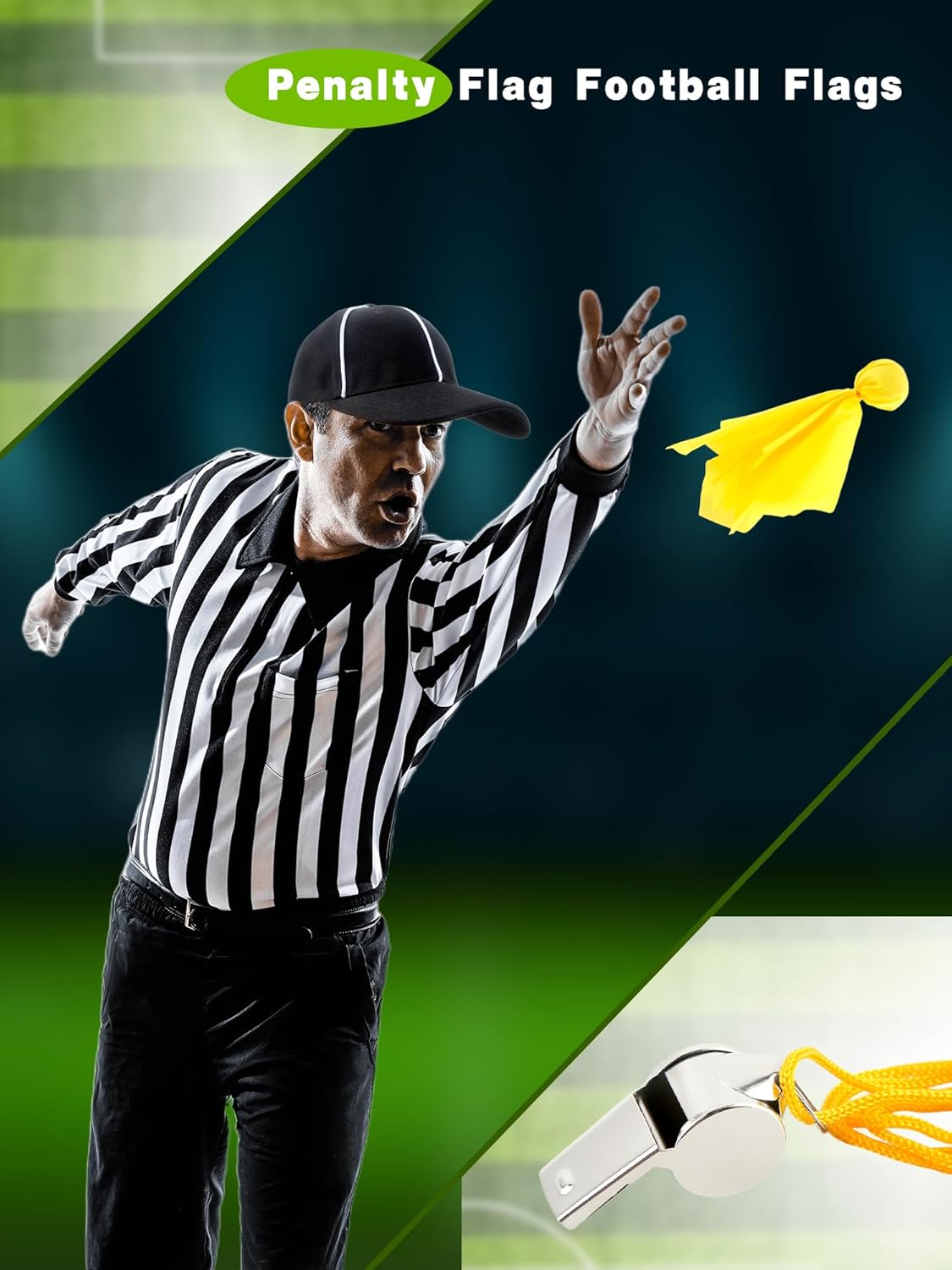 10-Piece Referee Hat & Flag Set with Whistle for Football Games