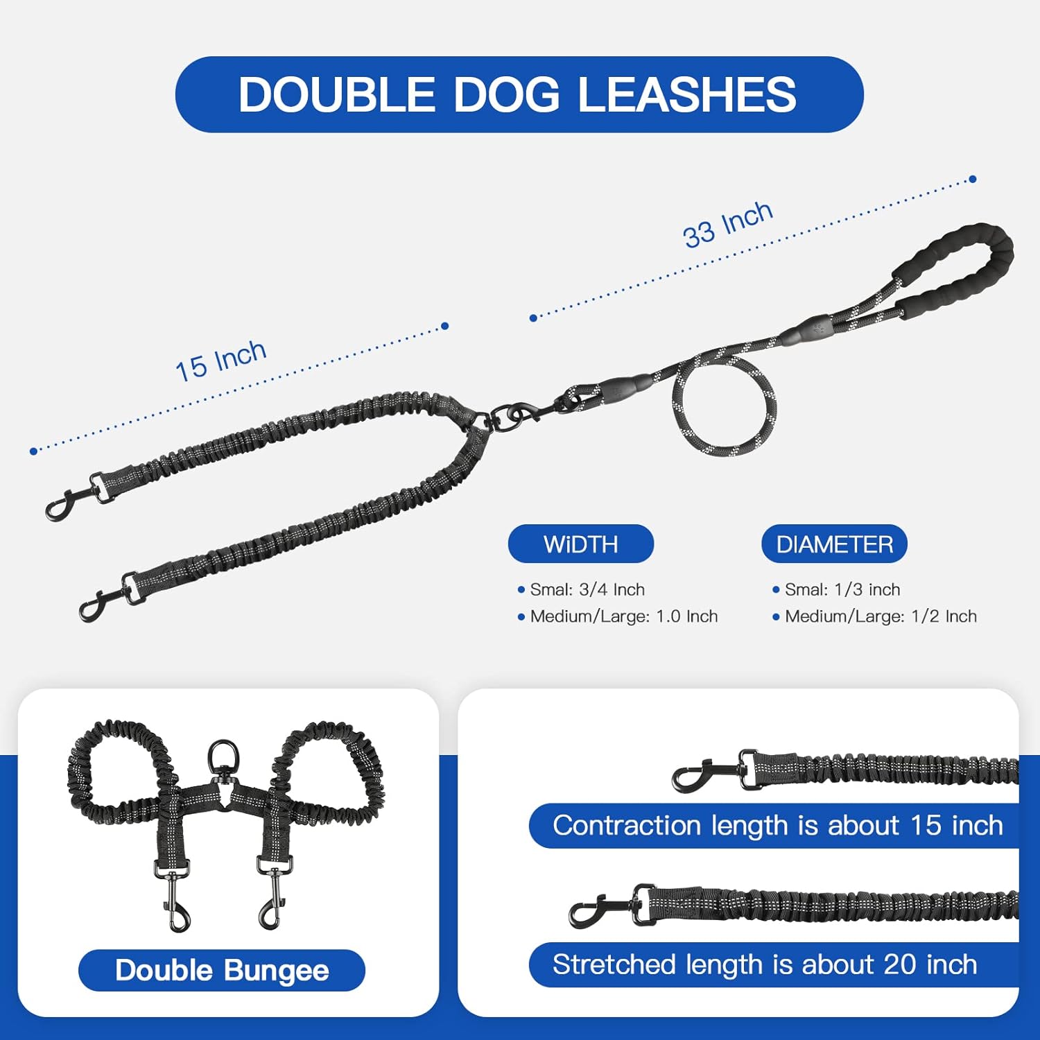 Double Dog Leash – Dual Tangle-Free Leash with 360° Swivel Shock