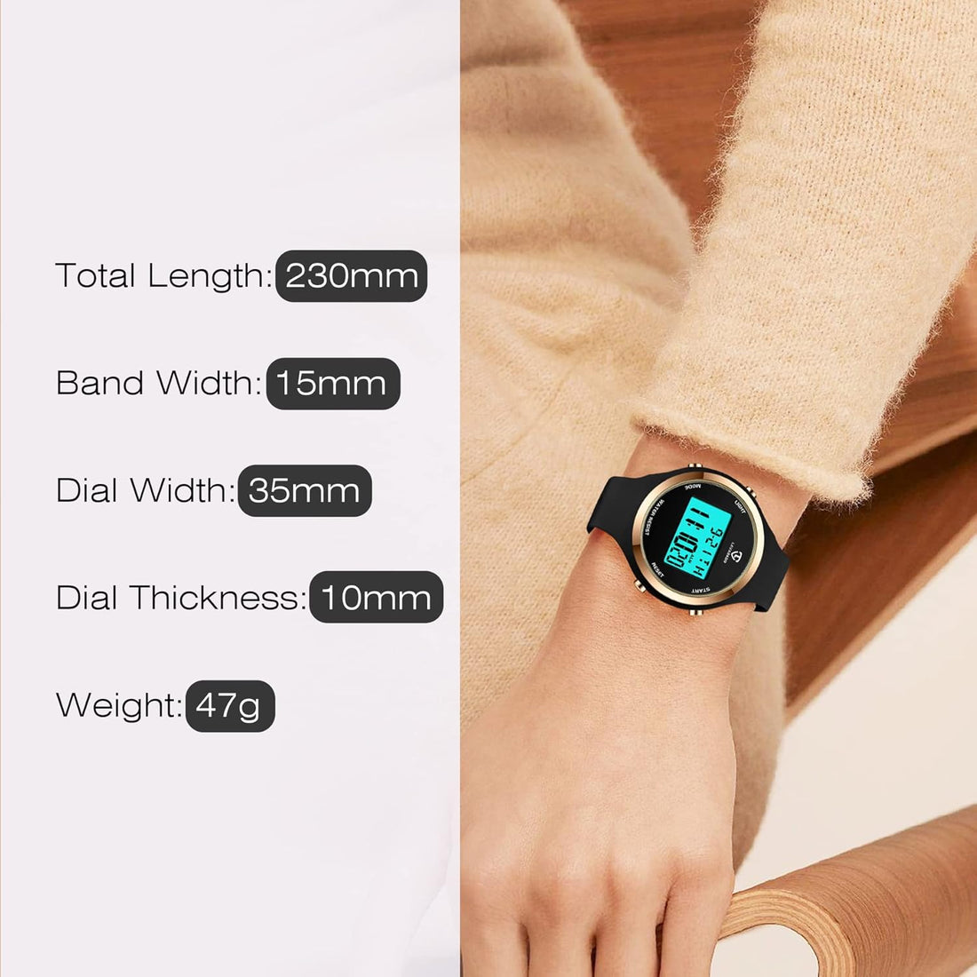 Women’s Digital Sports Watch – Waterproof Outdoor Watch with Alarm