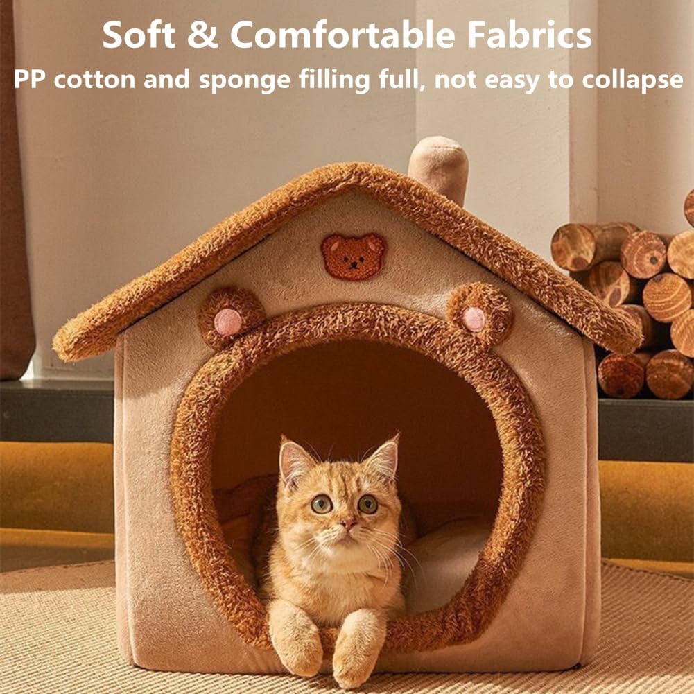Cat Bed for Indoor Cats – Cozy Cave Bed & Tent with Cushion