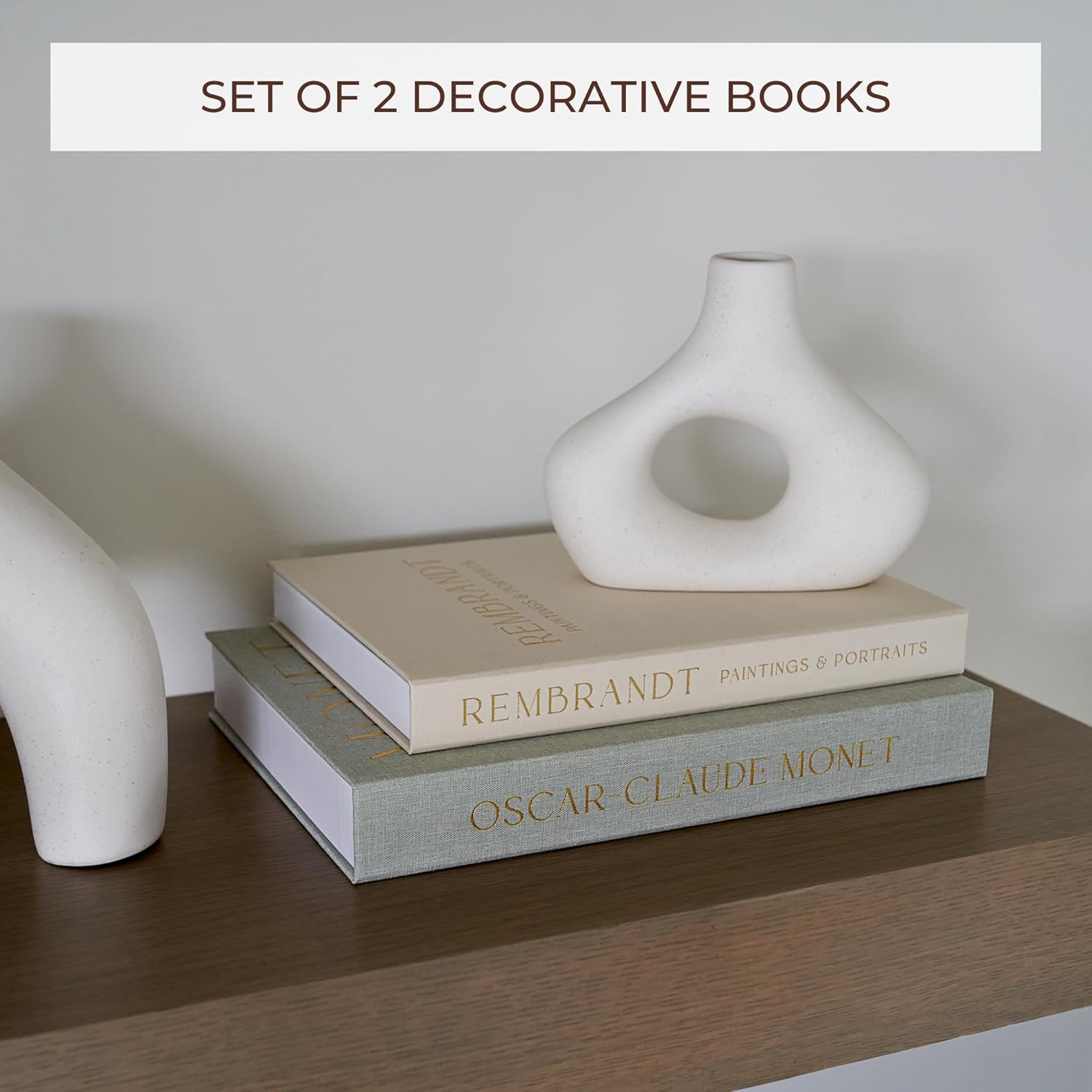 Set of 2 Decorative Linen Books – Faux Book Storage Boxes