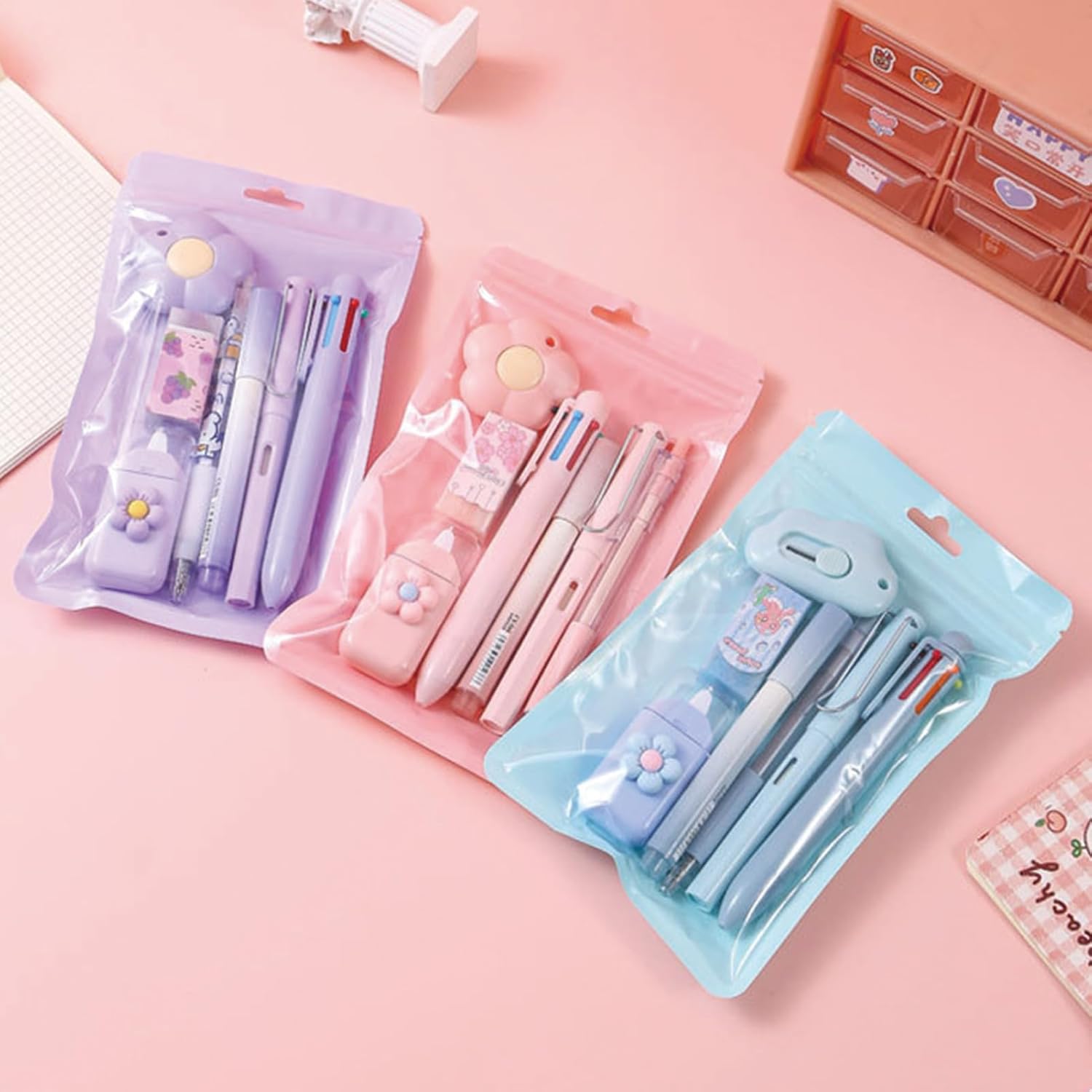 Kawaii Purple Stationery Set – 7 Cute &amp; Functional Desk Essentials